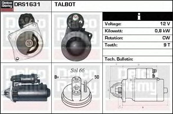 Стартер DELCO REMY DRS1631