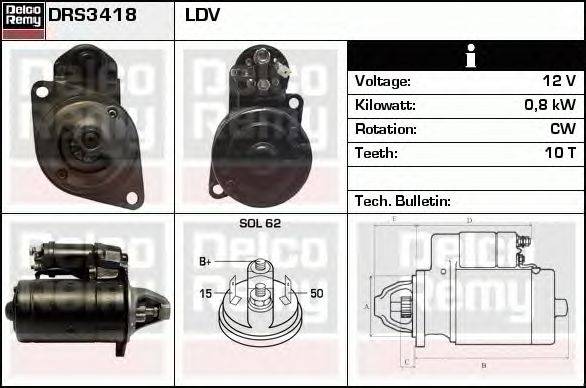 Стартер DELCO REMY DRS3418