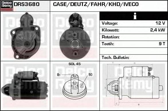 Стартер DELCO REMY DRS3680