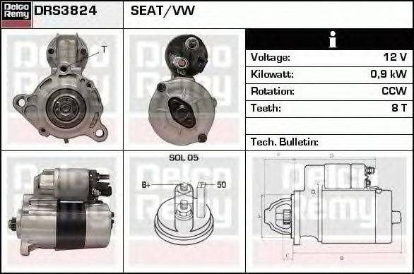 Стартер DELCO REMY DRS3824