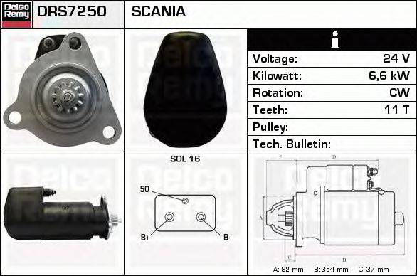 Стартер DELCO REMY DRS7250