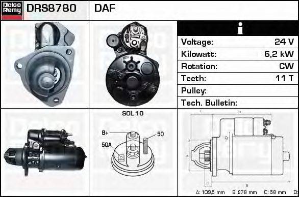 Стартер DELCO REMY DRS8780