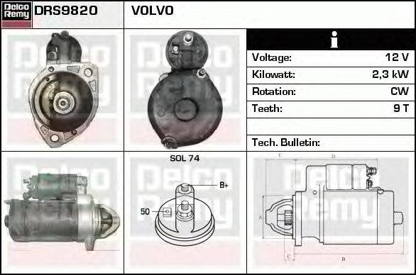 Стартер DELCO REMY DRS9820