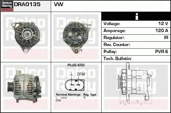 Генератор DELCO REMY DRA0135