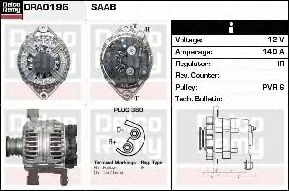 Генератор DELCO REMY DRA0196