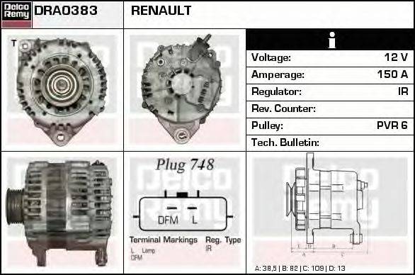 Генератор DELCO REMY DRA0383