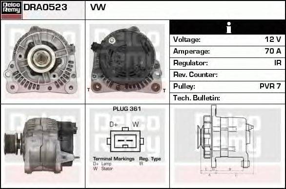 Генератор DELCO REMY DRA0523