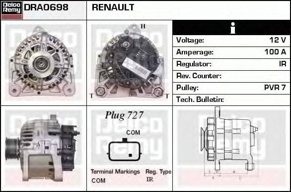 Генератор DELCO REMY DRA0698