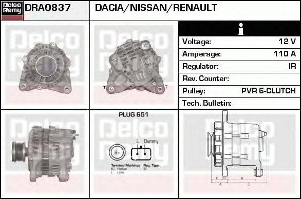 Генератор DELCO REMY DRA0837