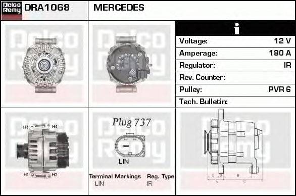 Генератор DELCO REMY DRA1068