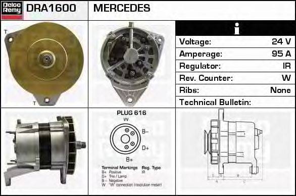 Генератор DELCO REMY DRA1600