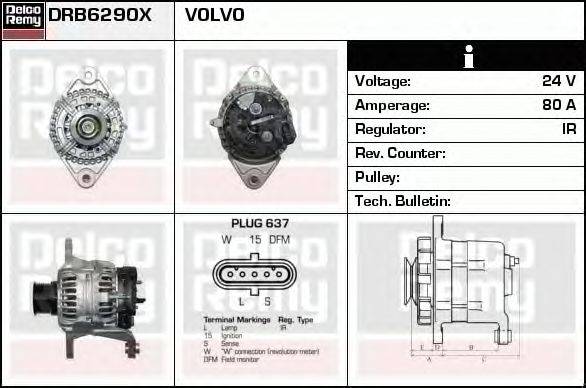 Генератор DELCO REMY DRB6290X