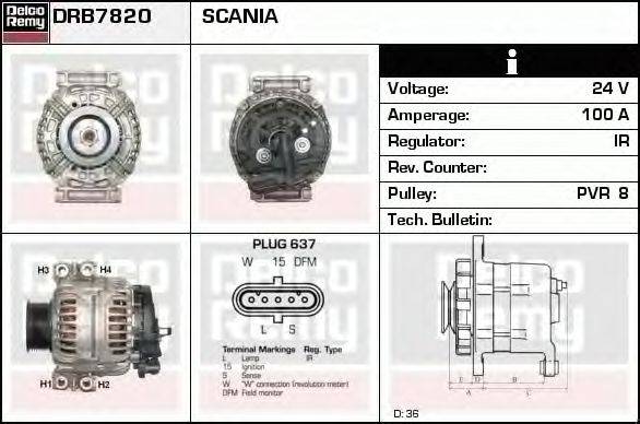 Генератор DELCO REMY DRB7820