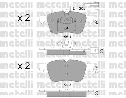 Комплект тормозных колодок, дисковый тормоз METELLI 2207031