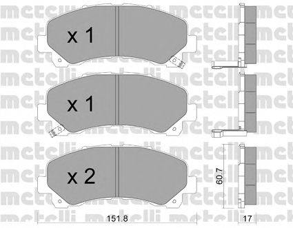 Комплект тормозных колодок, дисковый тормоз METELLI 22-0902-0