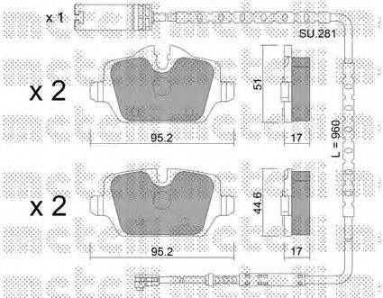 Комплект тормозных колодок, дисковый тормоз METELLI 22-0641-1K