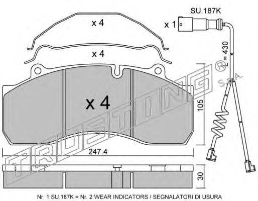 Комплект тормозных колодок, дисковый тормоз TRUSTING 610.0W