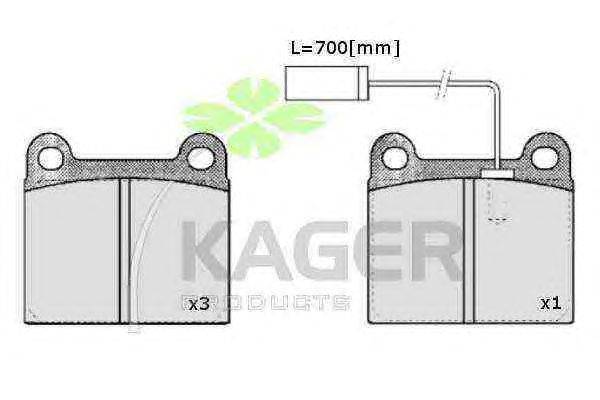 Комплект тормозных колодок, дисковый тормоз KAGER 350367