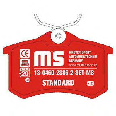 Комплект тормозных колодок, дисковый тормоз MASTER-SPORT 13-0460-2880-2-SET-MS