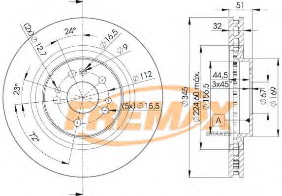 Тормозной диск FREMAX BD-3504