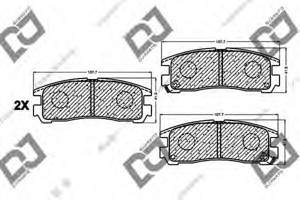 Комплект тормозных колодок, дисковый тормоз DJ PARTS BP1021