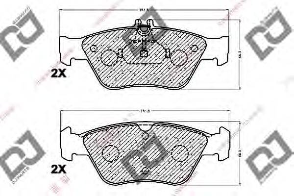 Комплект тормозных колодок, дисковый тормоз DJ PARTS BP1181