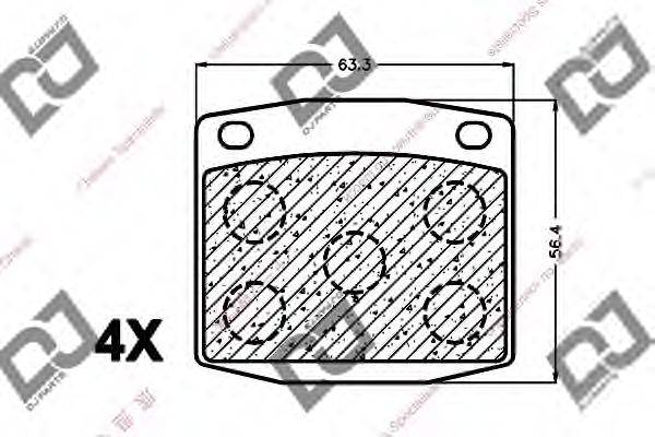 Комплект тормозных колодок, дисковый тормоз DJ PARTS BP1443
