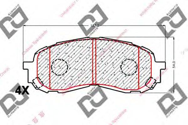 Комплект тормозных колодок, дисковый тормоз DJ PARTS BP1836