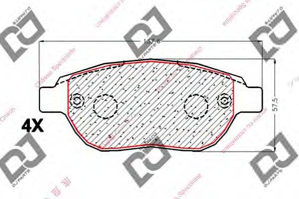 Комплект тормозных колодок, дисковый тормоз DJ PARTS BP1878