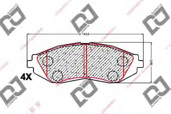 Комплект тормозных колодок, дисковый тормоз DJ PARTS BP1512
