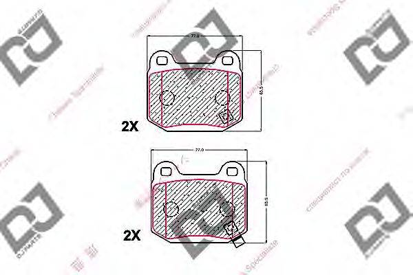 Комплект тормозных колодок, дисковый тормоз DJ PARTS BP1527