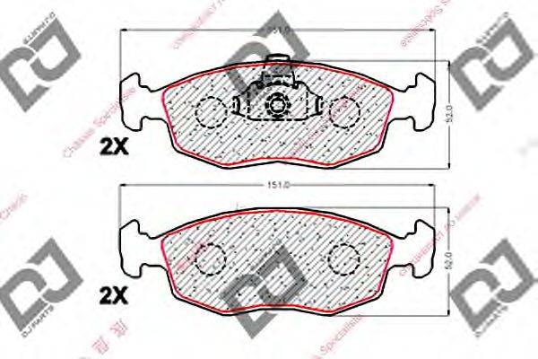 Комплект тормозных колодок, дисковый тормоз DJ PARTS BP1890