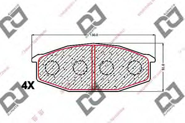 Комплект тормозных колодок, дисковый тормоз DJ PARTS BP1543