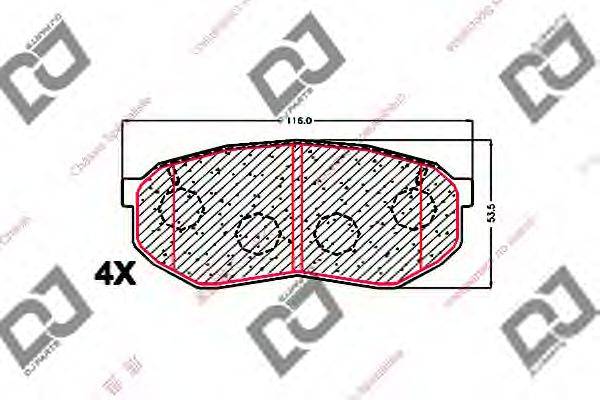 Комплект тормозных колодок, дисковый тормоз DJ PARTS BP1603