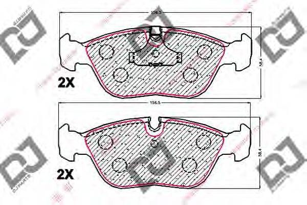 Комплект тормозных колодок, дисковый тормоз DJ PARTS BP1900