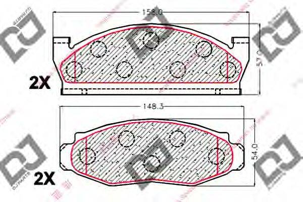 Комплект тормозных колодок, дисковый тормоз DJ PARTS BP2042
