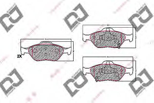 Комплект тормозных колодок, дисковый тормоз DJ PARTS BP1614