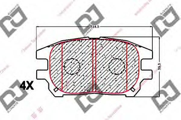 Комплект тормозных колодок, дисковый тормоз DJ PARTS BP1633