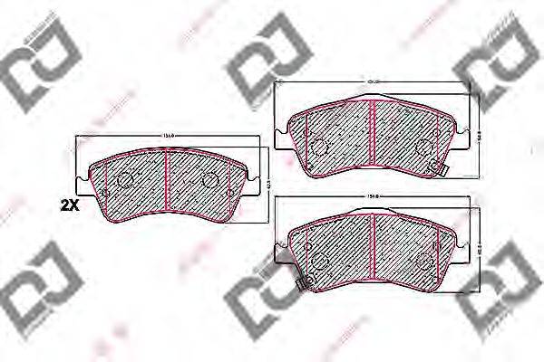 Комплект тормозных колодок, дисковый тормоз DJ PARTS BP1642