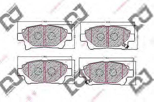 Комплект тормозных колодок, дисковый тормоз DJ PARTS BP1648