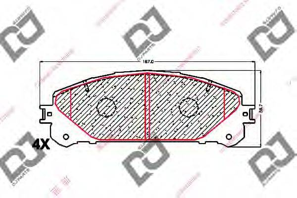 Комплект тормозных колодок, дисковый тормоз DJ PARTS BP1649