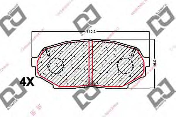 Комплект тормозных колодок, дисковый тормоз DJ PARTS BP1668