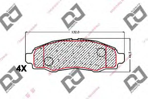 Комплект тормозных колодок, дисковый тормоз DJ PARTS BP1677