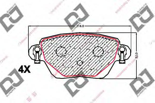 Комплект тормозных колодок, дисковый тормоз DJ PARTS BP1701