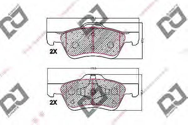 Комплект тормозных колодок, дисковый тормоз DJ PARTS BP1708
