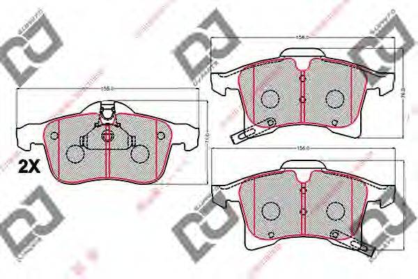 Комплект тормозных колодок, дисковый тормоз DJ PARTS BP2133