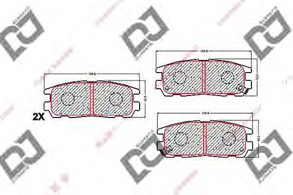 Комплект тормозных колодок, дисковый тормоз DJ PARTS BP1725