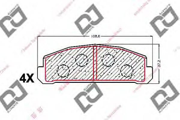 Комплект тормозных колодок, дисковый тормоз DJ PARTS BP1734