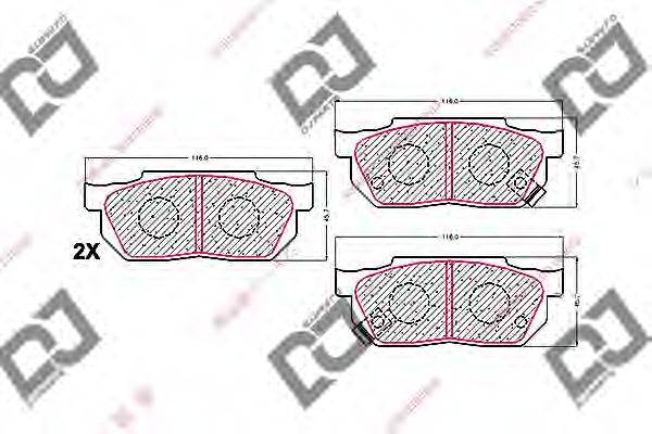 Комплект тормозных колодок, дисковый тормоз DJ PARTS BP1741