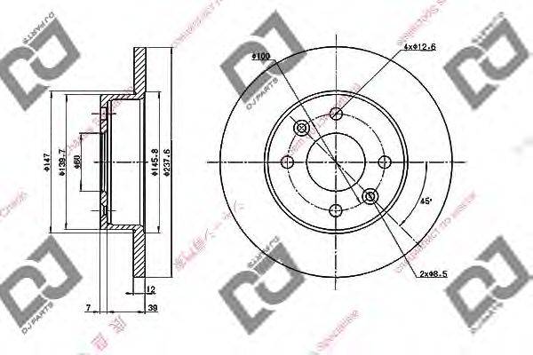 Тормозной диск DJ PARTS BD1865